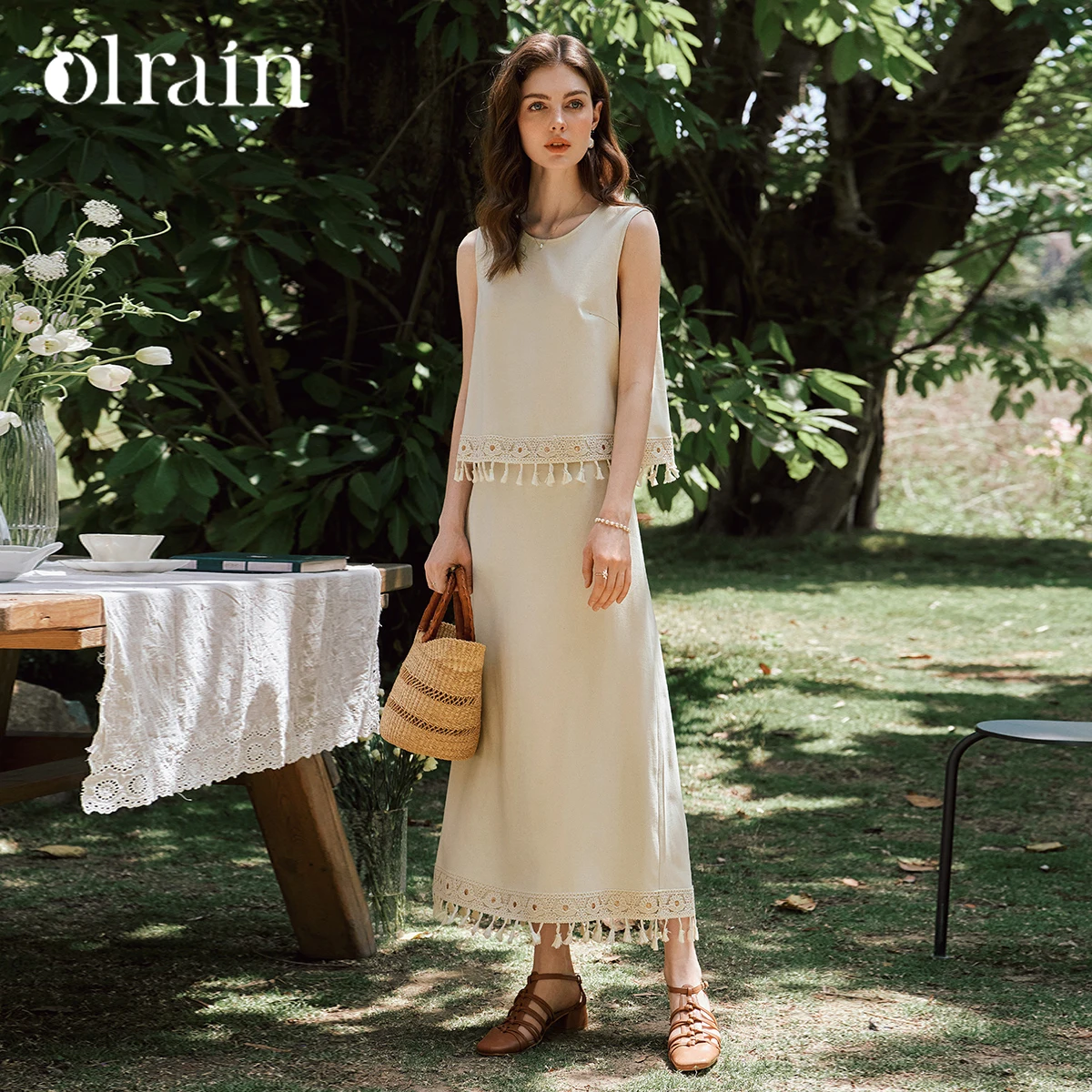 

OLrain Woman Skirt Sets Women 2025 Summer Two Piece Dress Sets Travel Vacation Matching Lounge Outfits Sleeveless O57XE99591