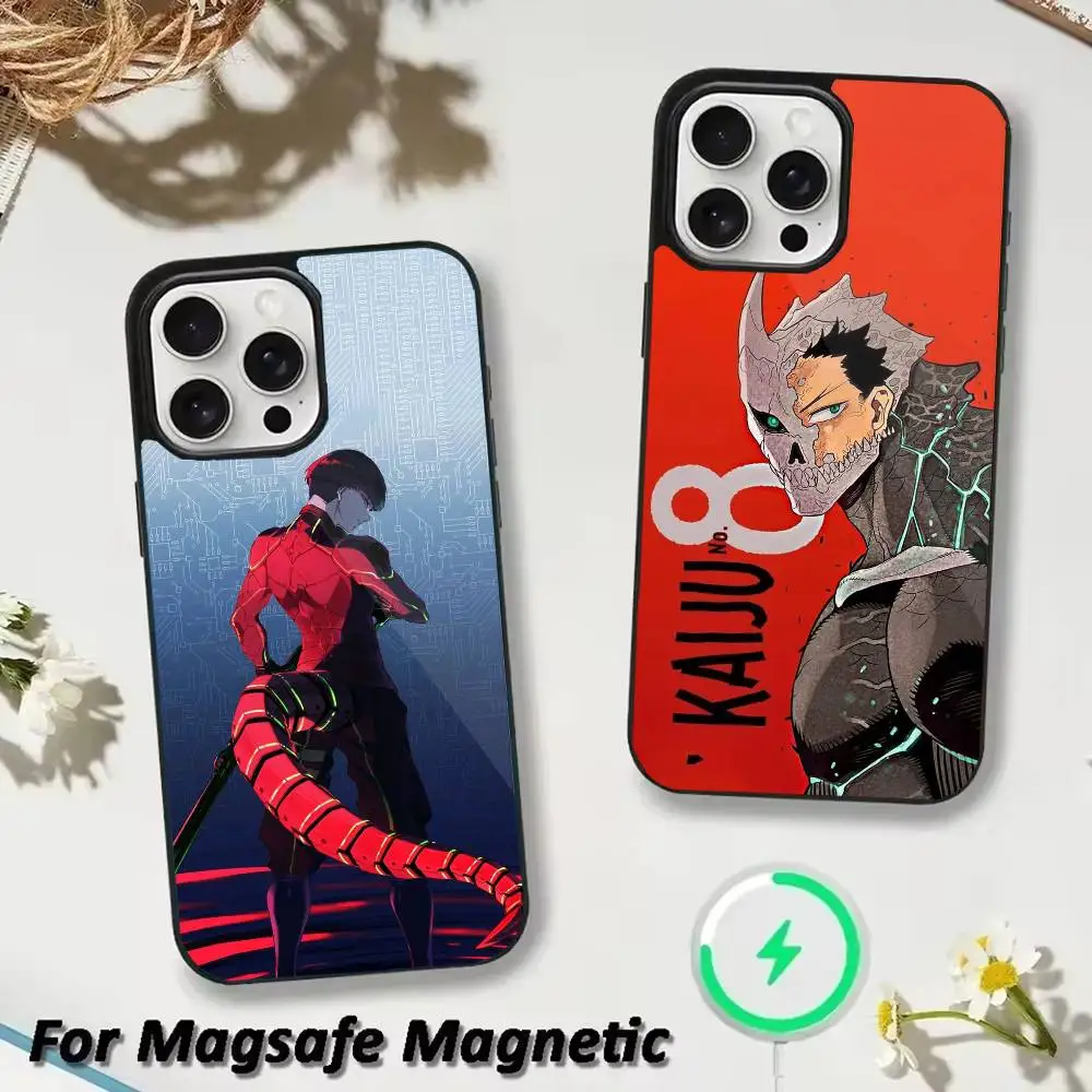 

K-Kajiu Anime No 8 Phone Case For iPhone 17 16 15 14 13 12 Pro Max Plus for Magsafe Mirror Wireless Magnetic Cover