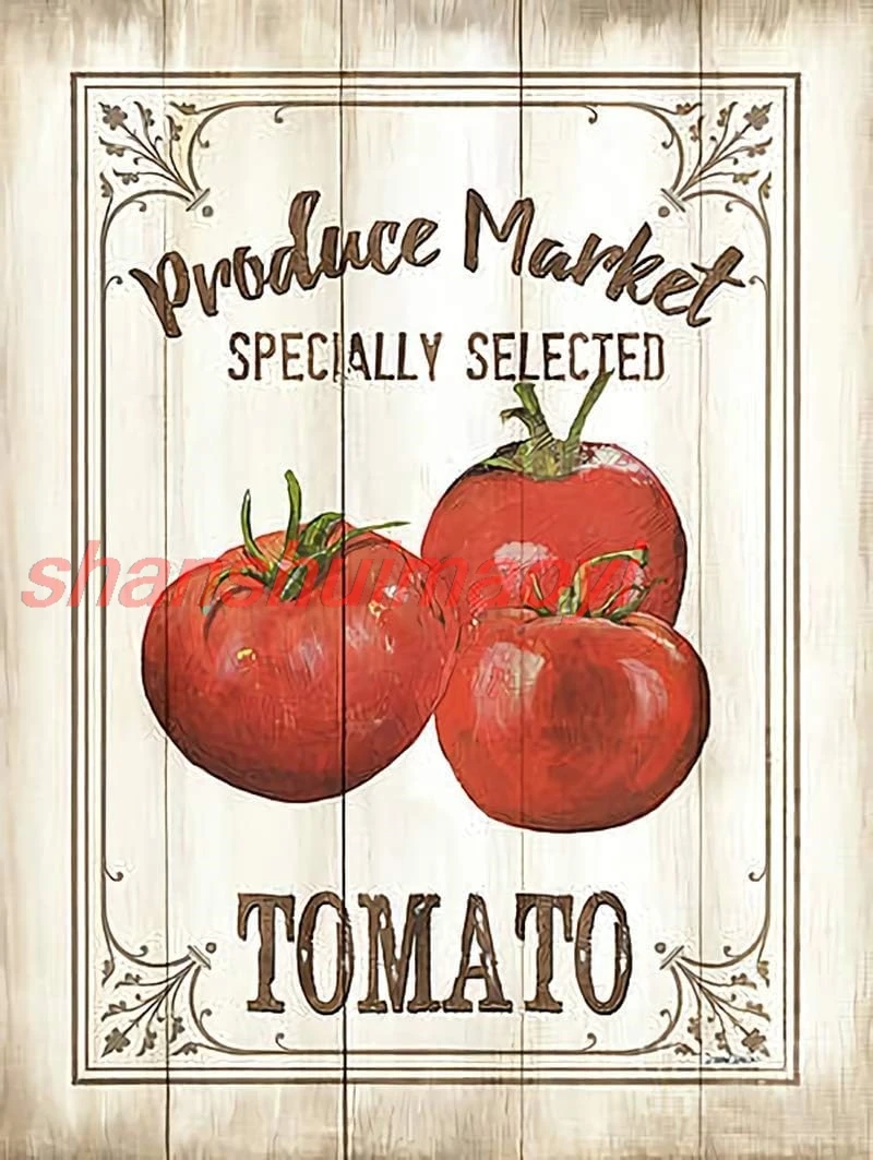 Retro Metal Poster Produce Market Specially Selected Tomato Metal Tin Signs Vintage Plaque Wall Decor Gift For Home Kitchen ALI