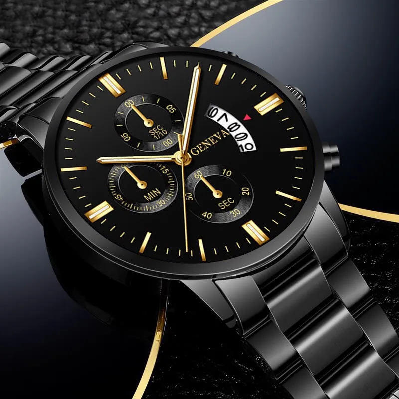 Luxury Stainless Steel Men Calendar Quartz Watch Fashion Mens Business Watches for Man Clock Reloj Hombre view 3