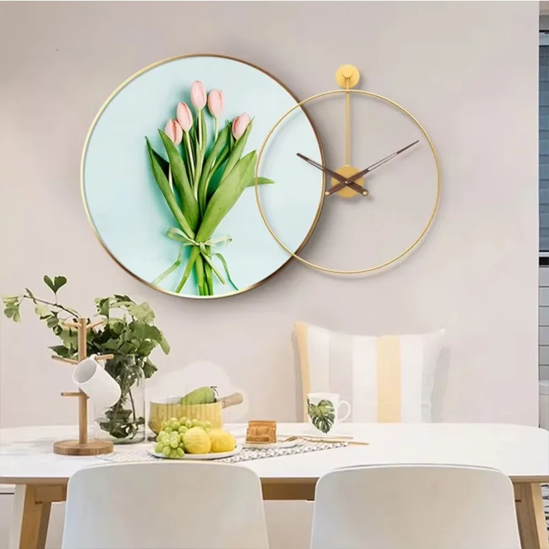 Wholesale Modern Simple Decoration Crystal Porcelain Painting Wall Clock Creative Home Light Luxury High-end Atmospheric Clock