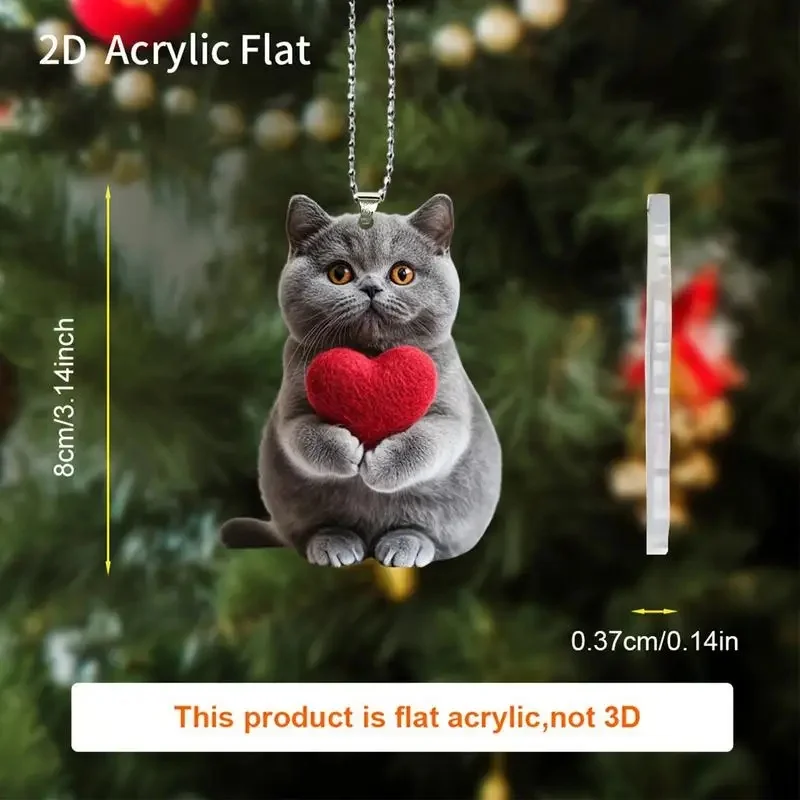 2D Cat Acrylic Car Pendant – Rearview Mirror Hanging Decor, Road Trip Fun Accessory