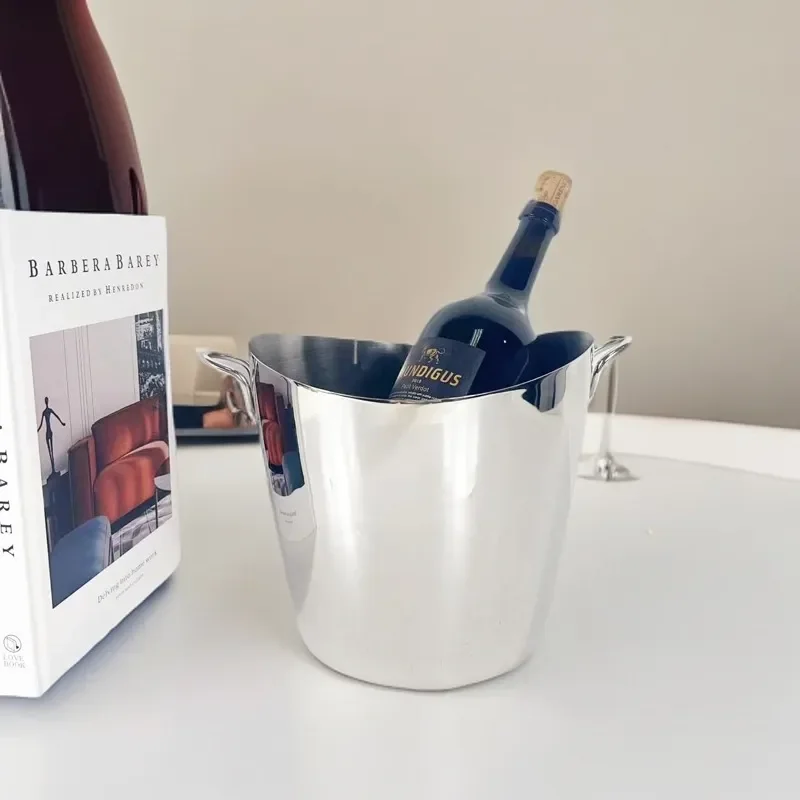 Nordic Stainless Steel Ice Bucket for Champagne Beer Red Wine Household Bar Party Drink Cooler High Quality Metal Wine