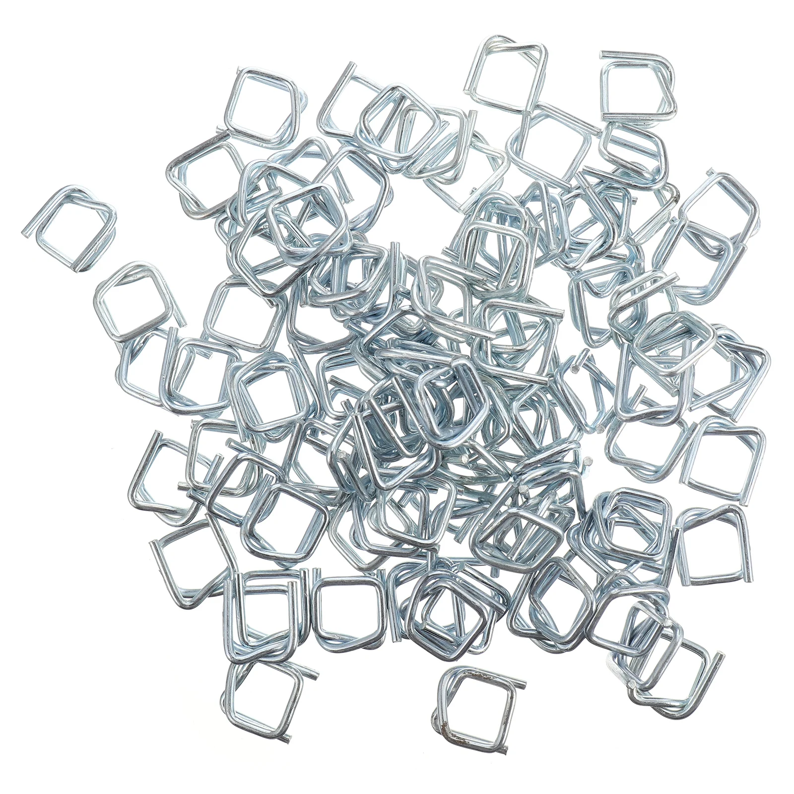 

100pcs Galvanized Packaging Buckle Strap Adjuster Strapping Clamps Wire Buckles Cord Rope Heavy Duty Package Fixing Ring Cross