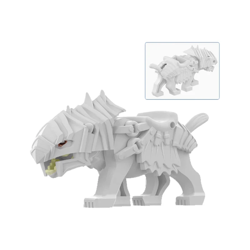 MOC Mittelalterliche Burg Ork-Soldaten Figuren Wolfskutsche Ritter König Krieger Elefant Ziege Bausteine Spielzeug Geschenke