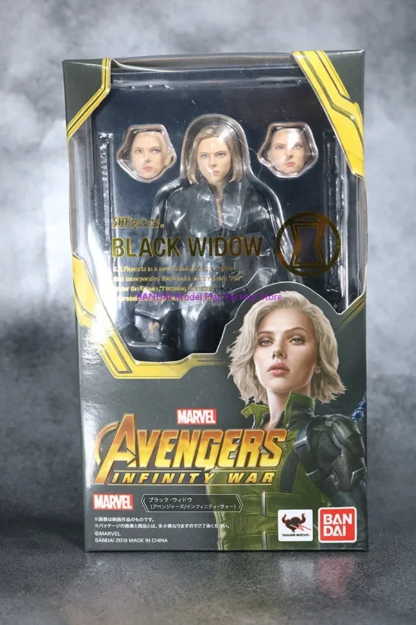 Bandai Original Model Kit S.H.Figuarts Marvel Avengers 3 Black Widow 1/6 150 มม. อะนิเมะแอ็คชั่นฟิกเกอร์ของเล่นหุ่นยนต์ของขวัญสำหรับเด็กผู้ชาย