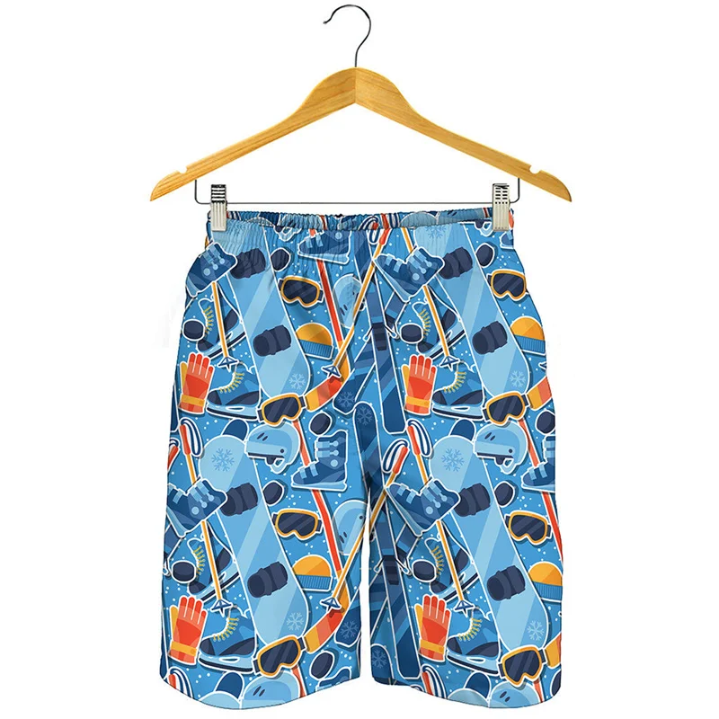 

Fashion Skiing Mountain Graphic Beach Shorts For Men 3D Printed Swimming Trunks Children Summer Street Loose Surf Board Shorts