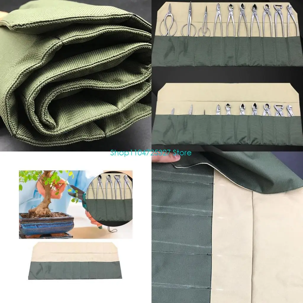 

D8KF Bonsais для хранения инструментов Сумка портативного рулона Canvas Portable Out Op Up с 10 слотами для садового наружного