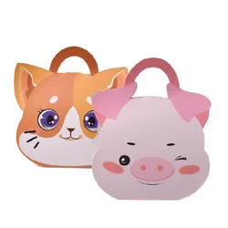 10/20PCS Jungle Safari Cat Pig Animal Candy Box Baby Shower Gift Box Children Birthday Favors Packaging Bag Party Supplies