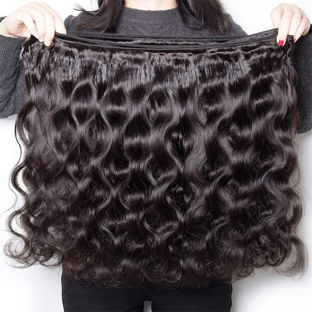 28 Inch Body Wave Human Hair Bundles Remy Hair Water Wavy Bundles Weaves Doule Drawn Wholesale Natural Tissage 1/3/4 PCS