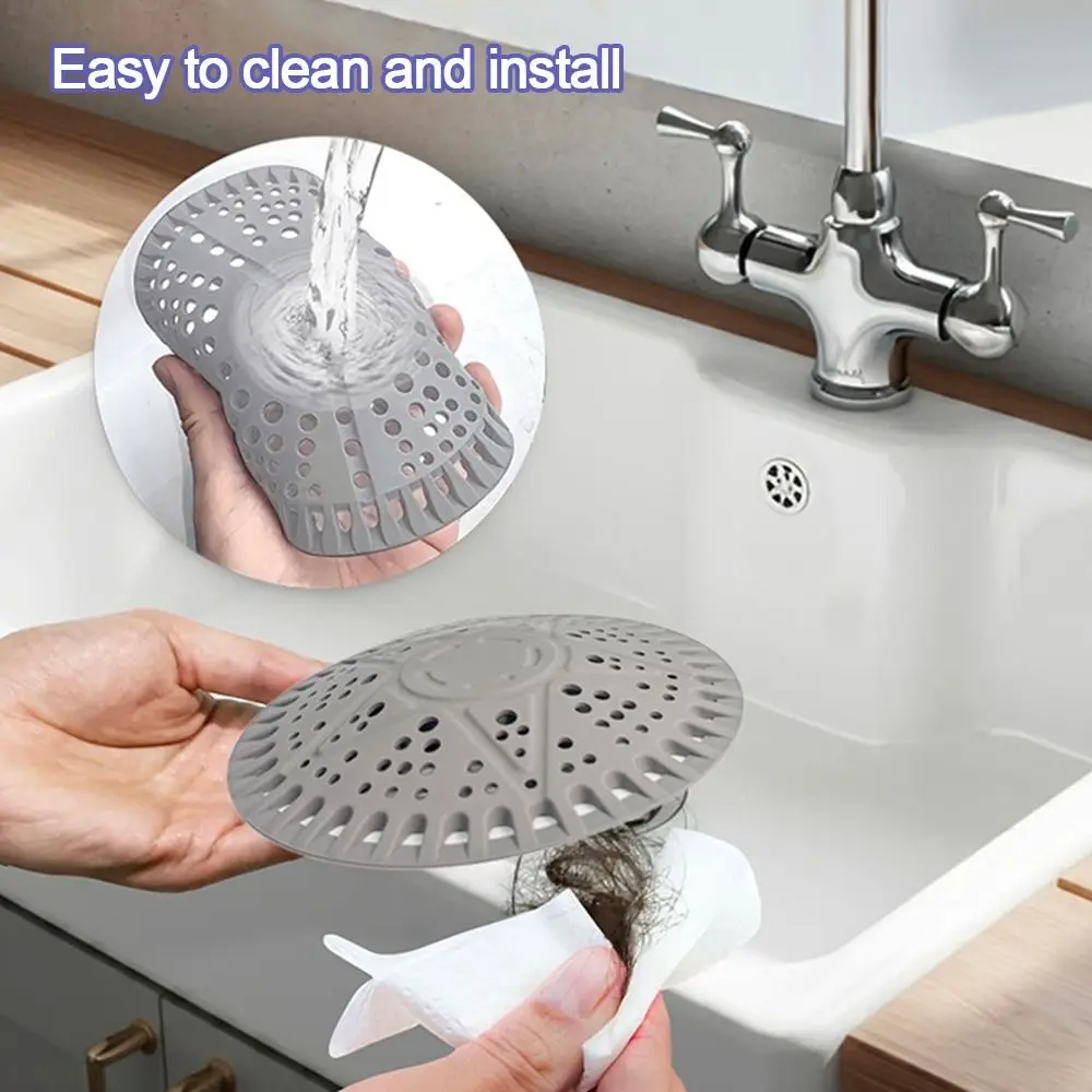 Silicone Sewer Outfall Drain Filter Anti-blocking Hair Clean Up Sink Strainer Filter Round Shape Shower Drainage Protector