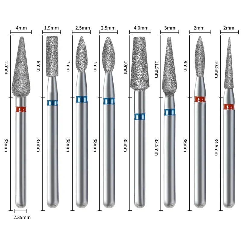 Fresa diamantata per manicure Punte da trapano elettriche per unghie Accessorio Macchina per pedicure Strumento per la rimozione del gel per il trattamento dei bordi delle unghie