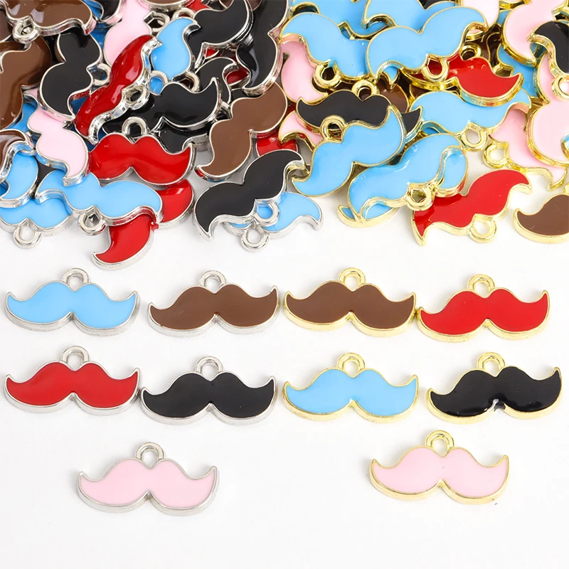 20pcs Cute Colorful Moustache Enamel Drip Oil Charms for DIY Fun Necklace Keychain Phone Chain Mini Gentleman\'s Beard Pendants