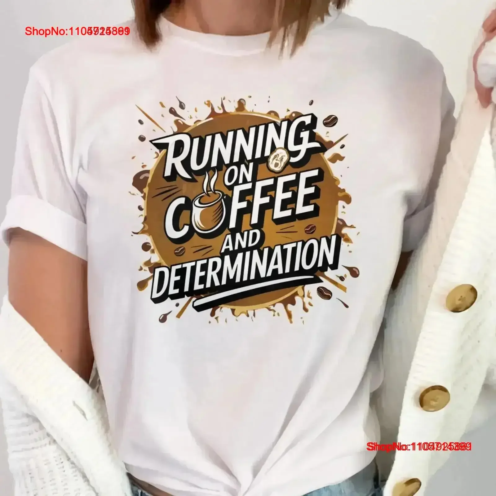 Running On Coffee T Shirt Determination Quote Lover Fun Motivation Inspirational Idea vintage Washed fashion Soft vintage