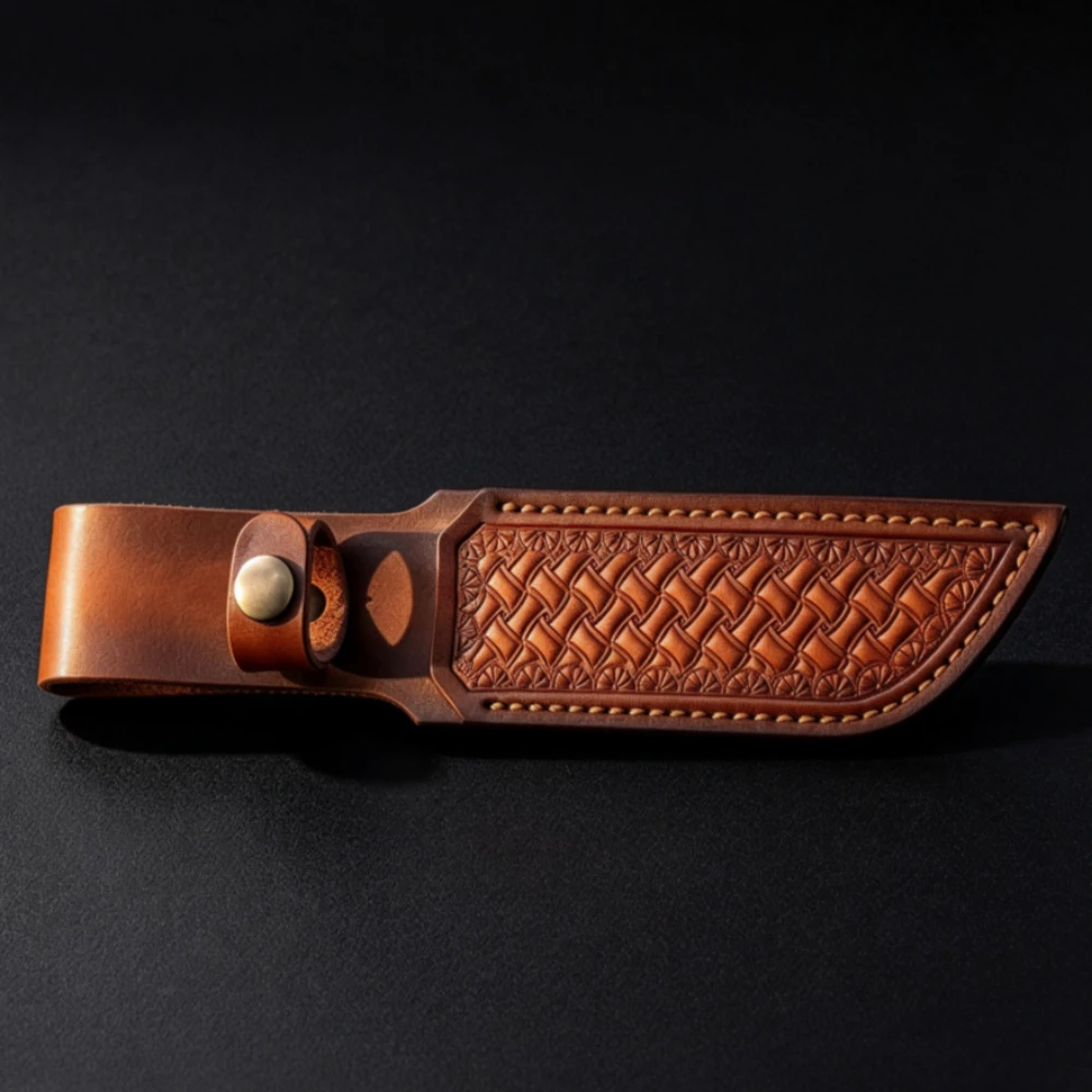 Brown Genuine Leather Straight Knife Sheath 1 Piece EDC Suitable for Outdoor Camping Storage Bag Leather Sheath Age Bag
