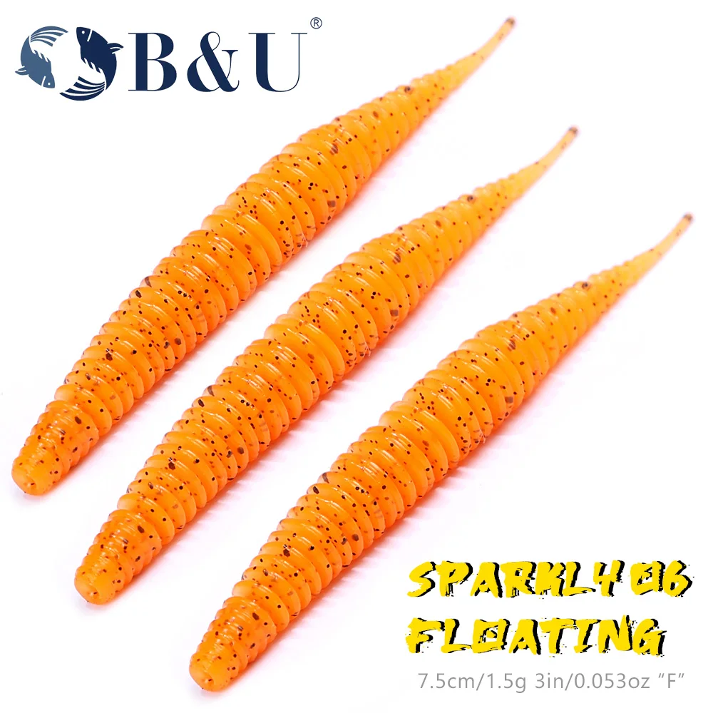 

B&U Floating Soft Worm Fishing Lure Stick Tail Artificial Loach Senko Swimbait Jig Wobbler Fishing Tackle