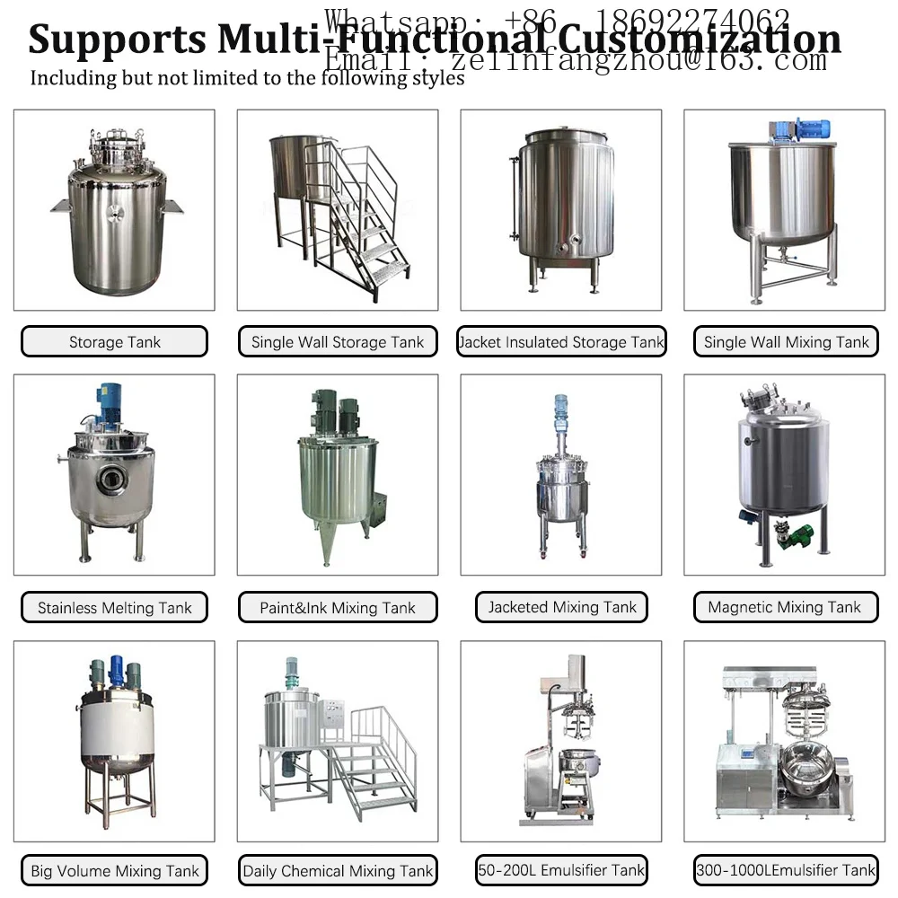 Food Grade 316 Stainless Steel Shampoo Soap Mixing Agitator Reactor Tank for Cosmetic Liquid Detergent CIP Heavy Duty
