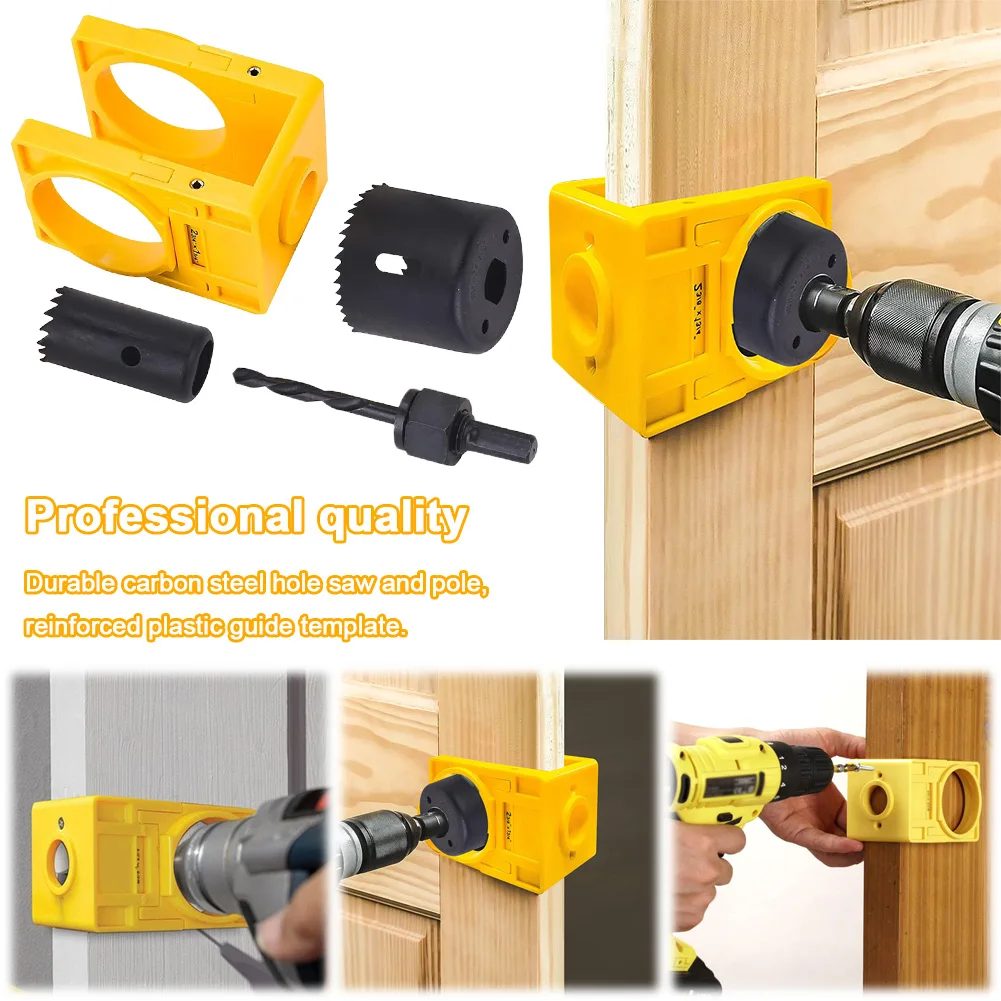 

1-3/8 Inch To 1-3/4 Inch Lock Installation Kit with Guide Template Adjustable Wooden Door Lock Fitting Tool Set for Wooden Doors