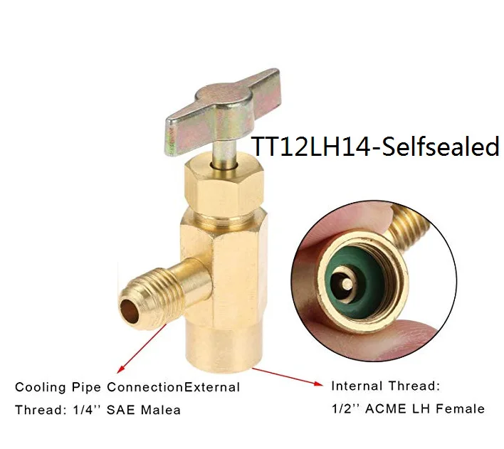 R1234YF special refrigerant bottle opener adapter combination TT12LH14-SS for self sealing bottles