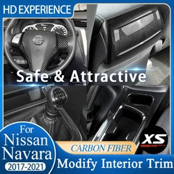 For 2017-2021 Nissan Navara Frontier NP300 Carbon Fiber Decoration Refit Sticker Interior Trim Modify Protector Cover Wrap Parts