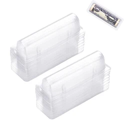 50pcs Clear Cash Pouch Money Card Holder Blister Shell Plastic Cards Domes Lip Balm Window Holderwith Sticker Gift Wrapping Tool