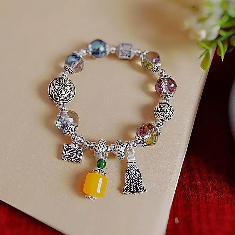 Bracelet porte-bonheur de style ethnique rétro, bijou de prière pour la protection et les bénédictions
