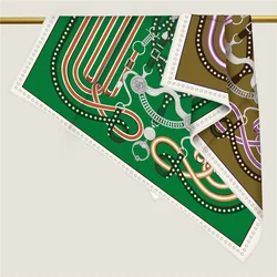 AB Print Luxury Twill Silk Scarf 90cm Hand Rolled Edge Square Bandanas Shawls Neck Head Accessories Bag Belt Decoration Gift