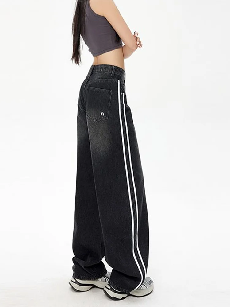 

Женские черные мешковатые джинсы-карго в готическом стиле Y2K, эстетические винтажные джинсы в стиле Харадзюку в американском стиле, брюки, одежда