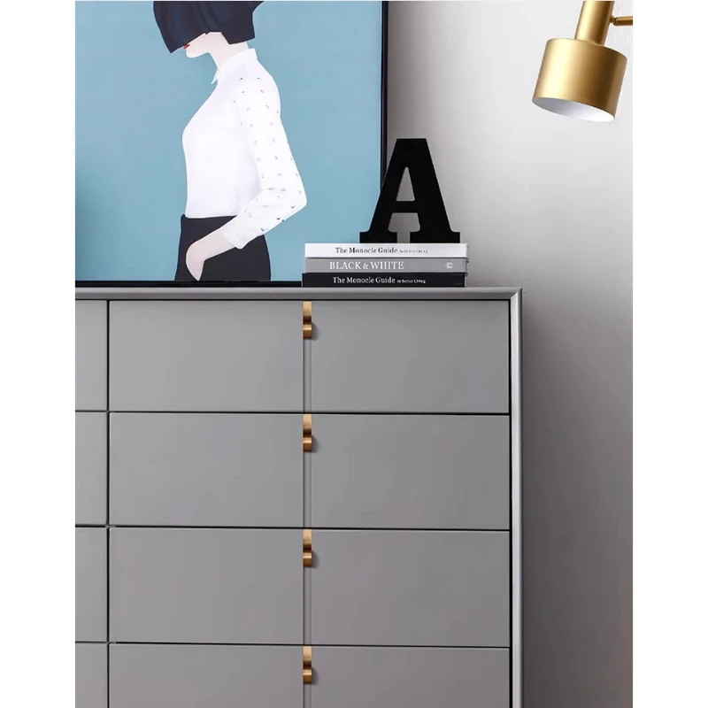 

Simple finger style circular drawer cabinet door handle American tea gold whistle handle