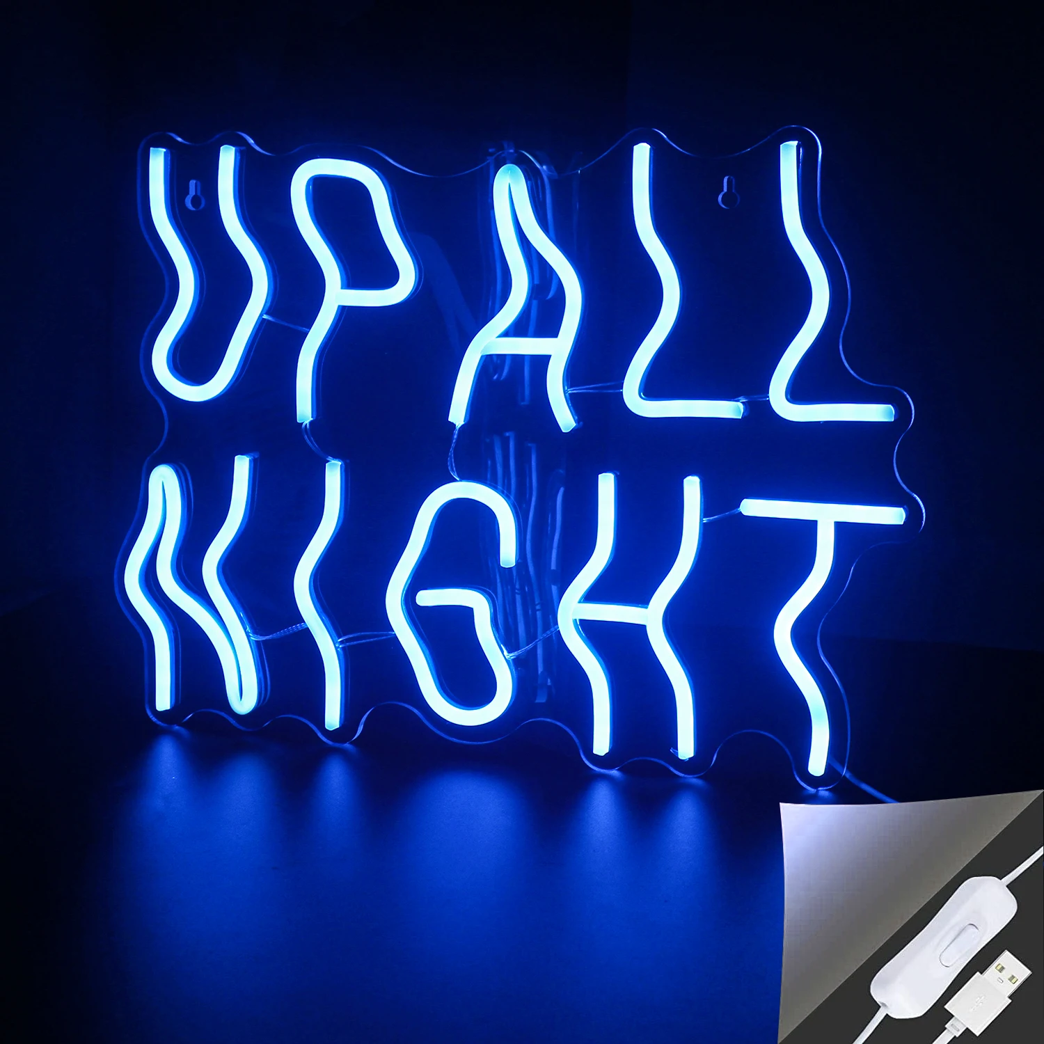 Ineonlife Upall Night Neon Sign Word Funny Led Light Acrylic Room Home Bar Club Party Shop Fun Art Cool Wall Decor USB Lamp Gift