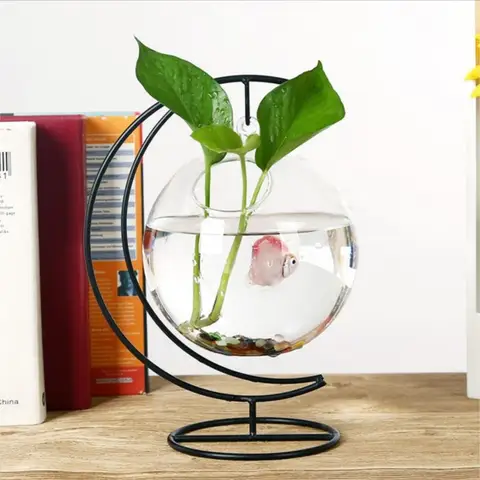 Kreativ Mini Klarglas Akvarium Guldfiskskål Hängande Hydroponisk Glasvaror Hängande Glasvas Klar Kreativ Hydroponisk 8 best sales miniakvarium - №1