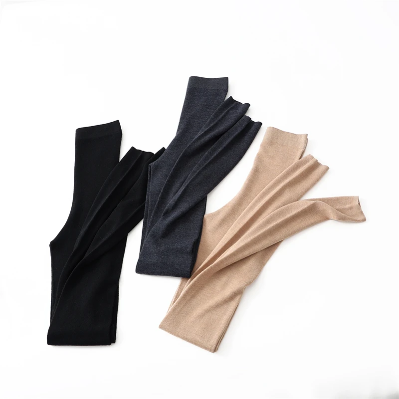 

Women's Machine Washable 100% Wool Leggings Seamless Spring Autumn Winter Elastic Basic High Waist Warm Fine Wool Knit Legging
