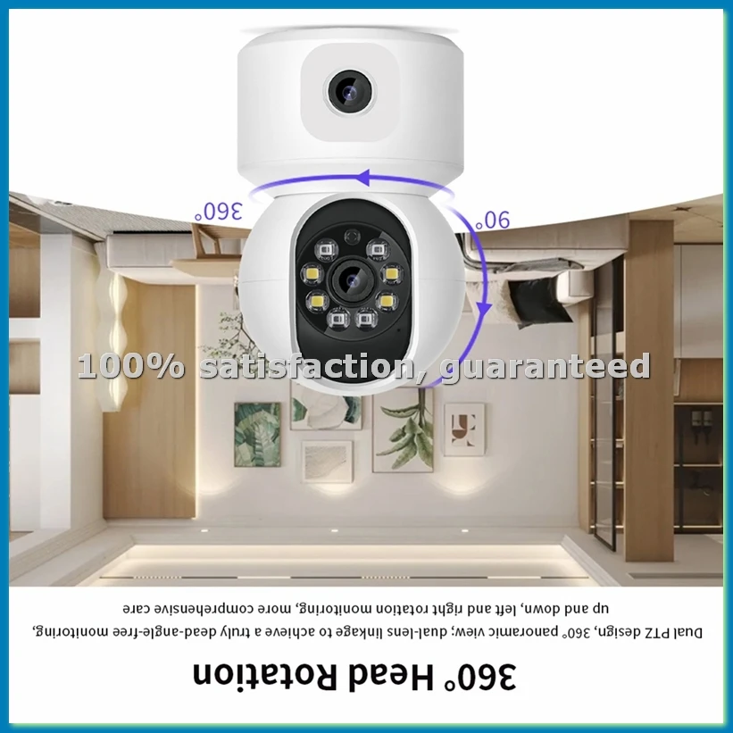 

8MP WiFi IP Camera Dual Lens Baby Monitor Color Night Vision Human Automatic Tracking Video Smart Home-ABRM