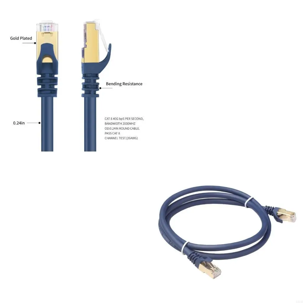 

Cat8 Flat Ethernet Cable, Fast Data Transfer 40Gbps RJ45 Networking Cable for Professional and Personals Use 83CE