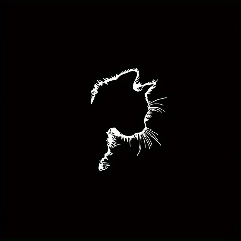 

2 шт. стильная черно-белая наклейка с профилем кота-элегантная атмосфера, съемные декоративные наклейки для скейтбордов, чехлов для ноутбуков и автомобилей