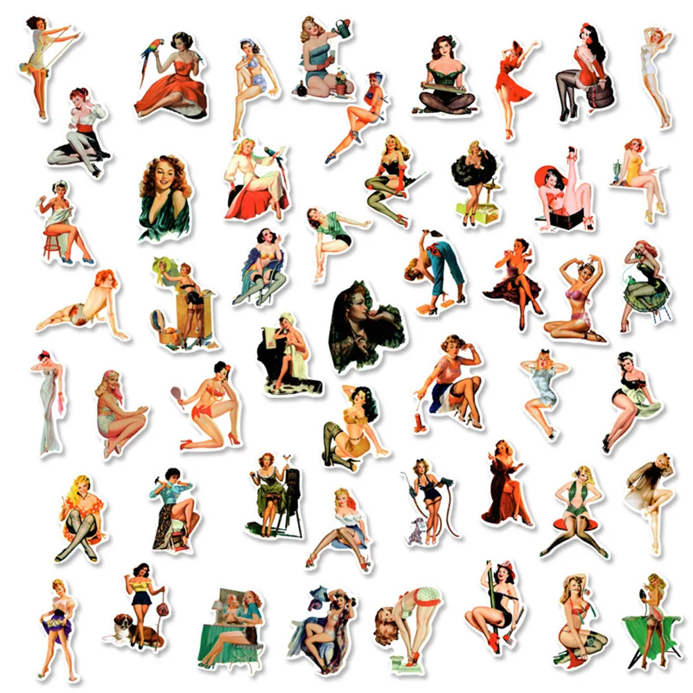 10/30/50pcs Old School Tattoo Style Sticker Retro Pinup Girl Cool Stickers Skateboard Laptop Luggage Bike Car Motorcycle Sticker