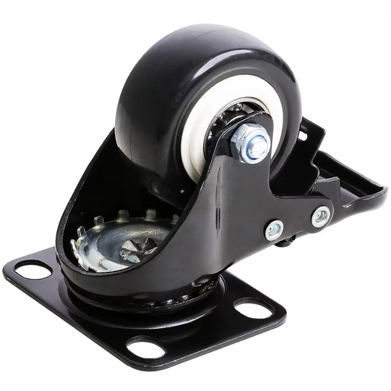 Custom Flight Case Accessories Black Vintage Corner Casters Brake Dual Bearing Steel 2 Inch Trolley PVC Casters