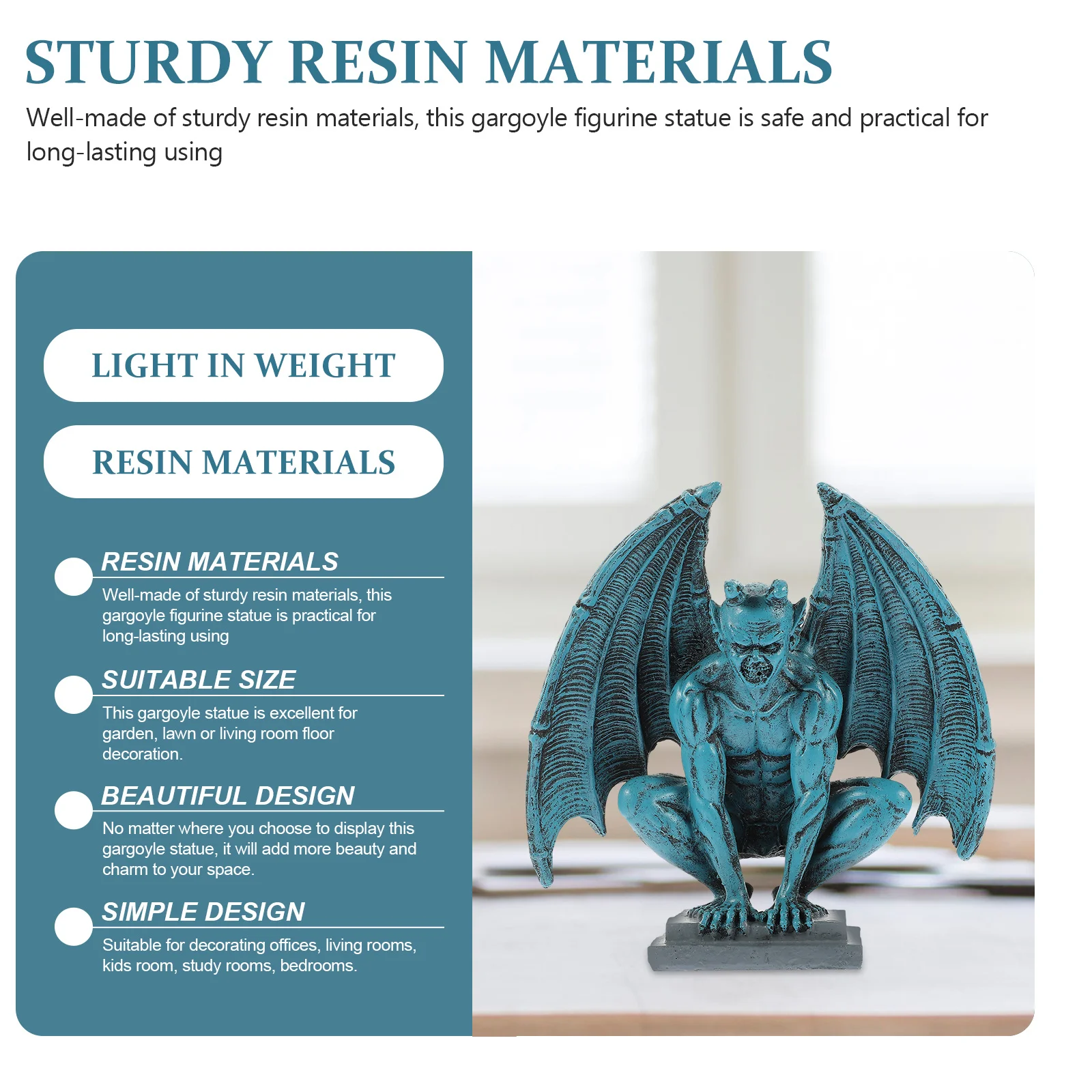 

Demon Gothic Gargoyle Resin Statue Sculpture Garden Lawn Outdoor Decorative Ornament Statue Gothic Figurine Ornament