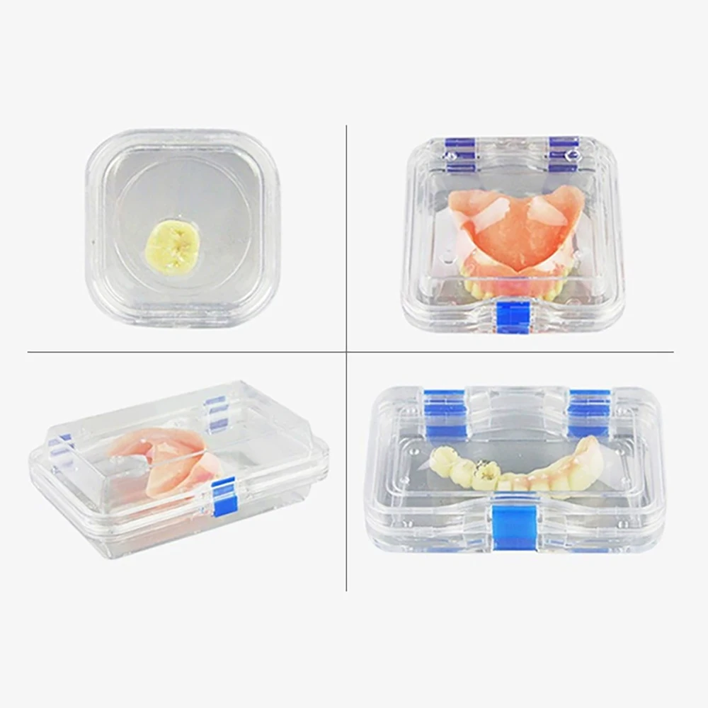 PIORPOR 5Pcs Dental Implant Embedded Denture Film Box Transparent Tape Film Teeth Container Storage Boxes Seismic Denture Boxs
