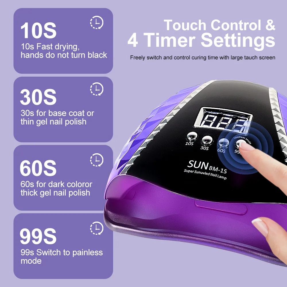 Lampa LED do manicure z odłączaną podstawą i 4 ustawieniami czasowymi Lampa UV do salonu paznokci z czerwonym światłem do szybkiego utwardzania lakieru żelowego do paznokci