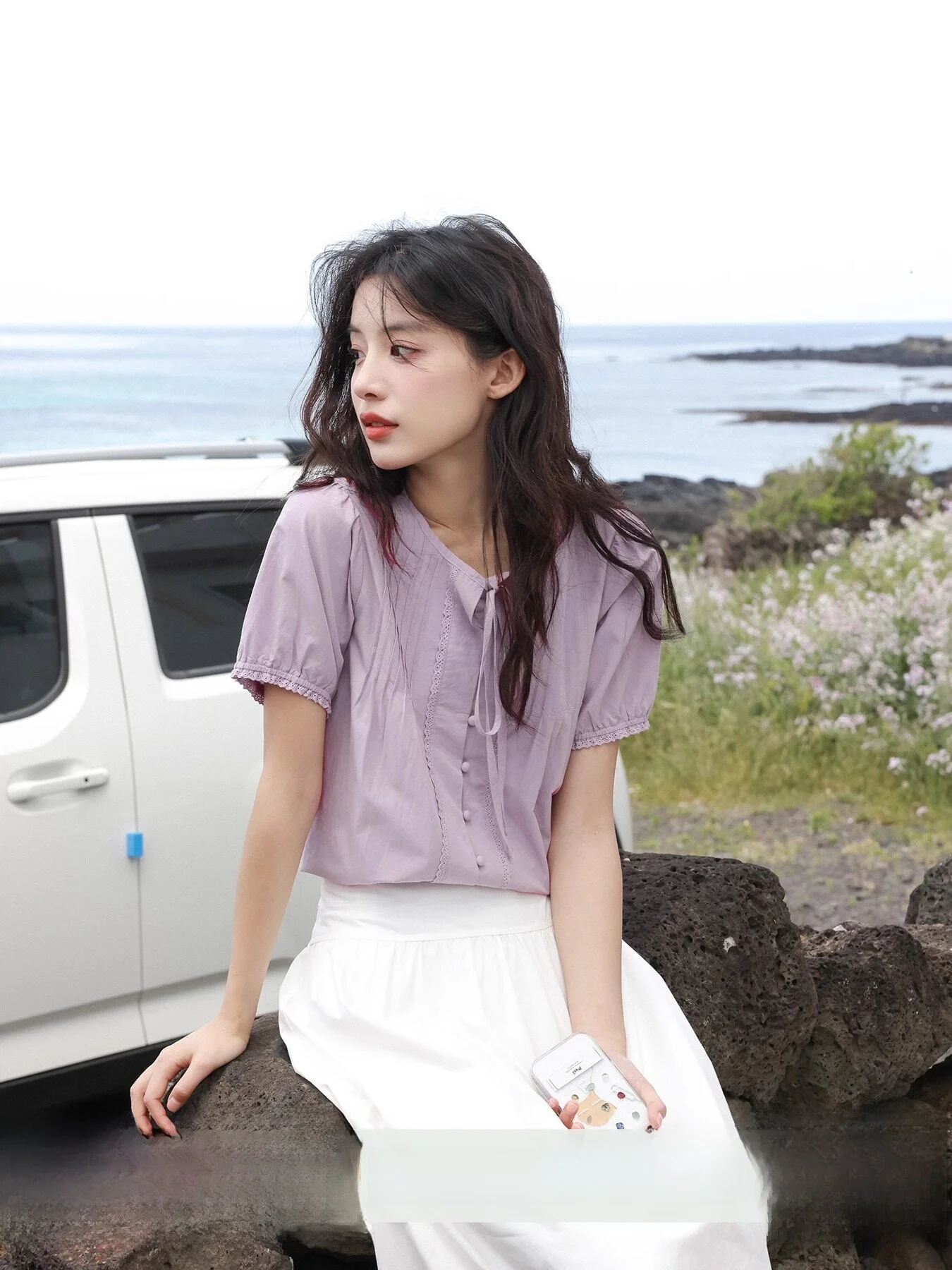 

Eternal Summer Short Sleeve Shirt Women's Beautiful Lace-Up Spring Summer Breathable Comfortable Floral Print Straight Cut