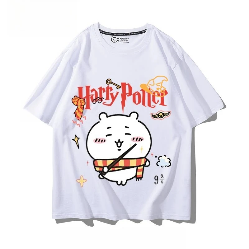 Licensed Chiikawa Chibi Wizard With Magic Wand T-Shirt Unisex Pure Cotton Loose Harajuku Kawaii Casual Tee