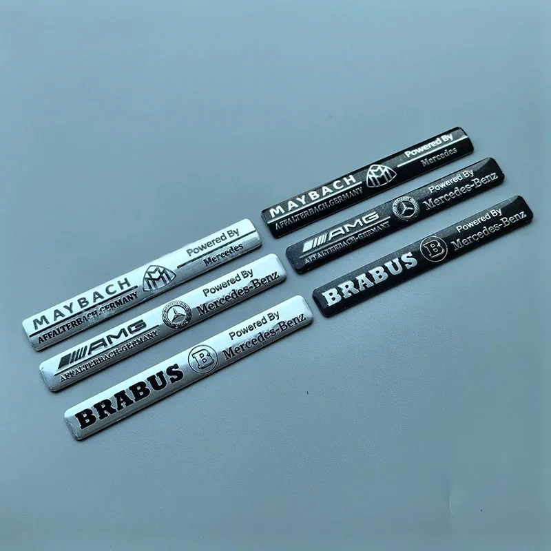 

10.7cm Long Beam Thin Aluminium Label Sticker Car Emblem for Mercedes Benz Maybach AMG Star Wheat B Badge Logo Black Silver