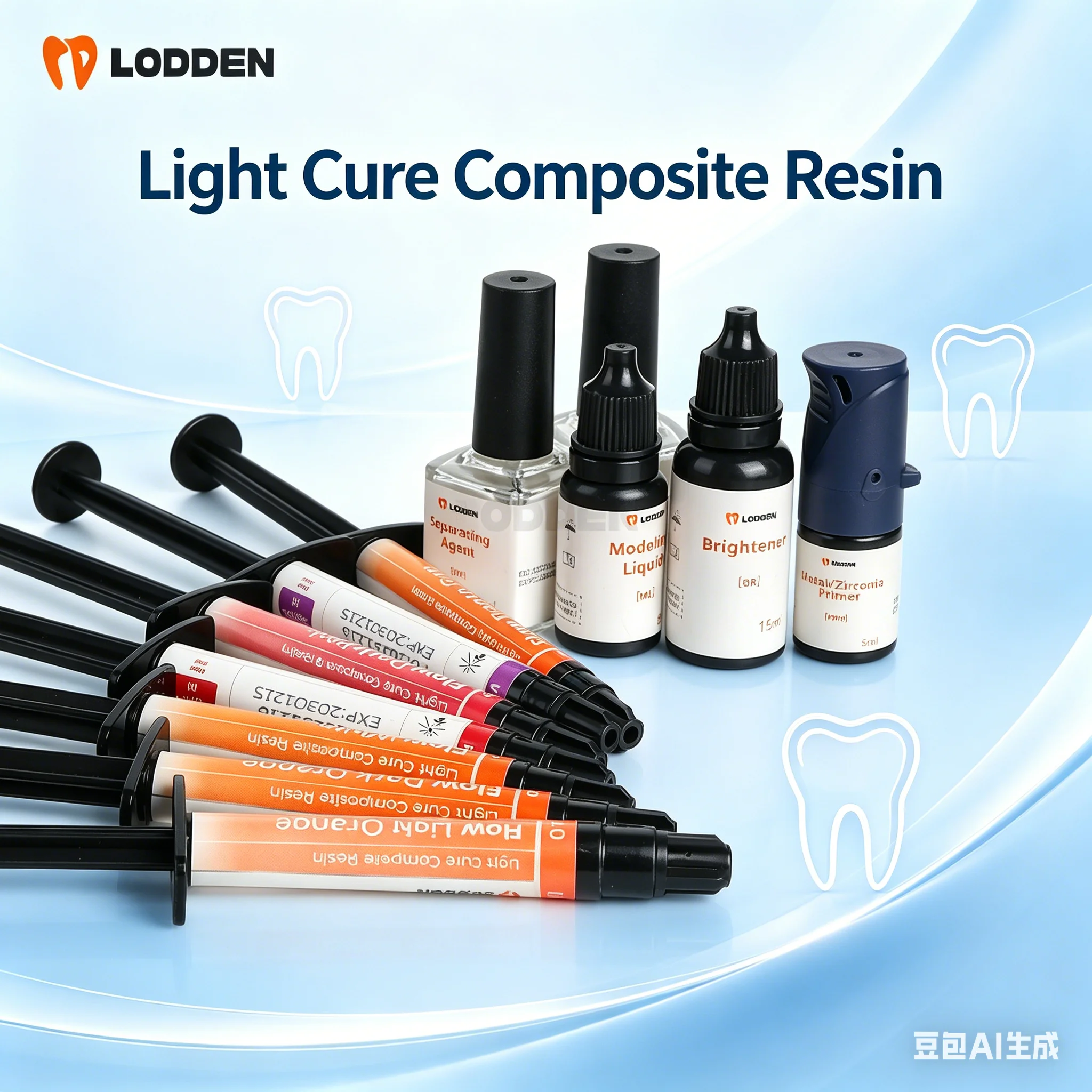 Lodden 5g Light Cure Flowable Composite Resin Dental Gingival Material For Metal-Faced Crowns Dental Lab Supplies