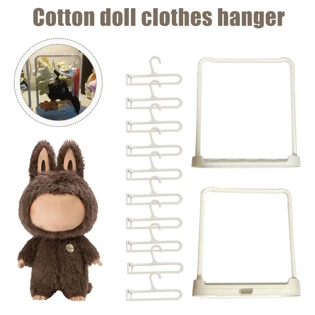 Doll Clothes Hanger For Labubu Mini Clothes 17cm Dolls Clothes Hanger Garment Support Rack Drying Rack Shoe Rack Doll Accessory