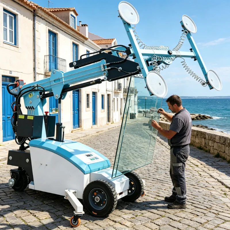 1000kg Electric Vacuum Glass Robot Rotational Forklift Trolley Handling Equipment with Suction Cups Vacuum Suction Cup Cart