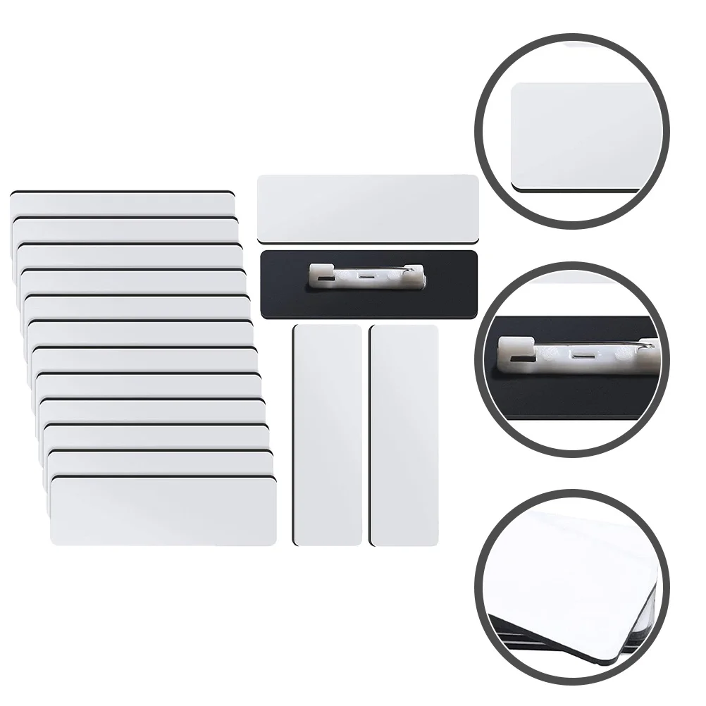 

16Pcs Blank Name Badges Density Board Material DIY Badges for School Office Workers Student Safety Pins