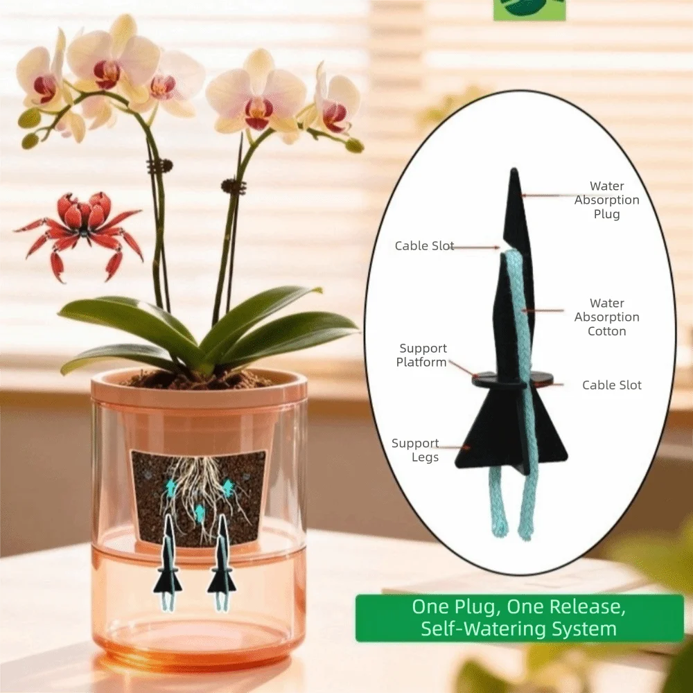 4pcs with Cotton Ropes Plant Water Absorber Self-Absorbing Root Rot Prevention Self-Watering Spikes DIY Assembly Water Storage