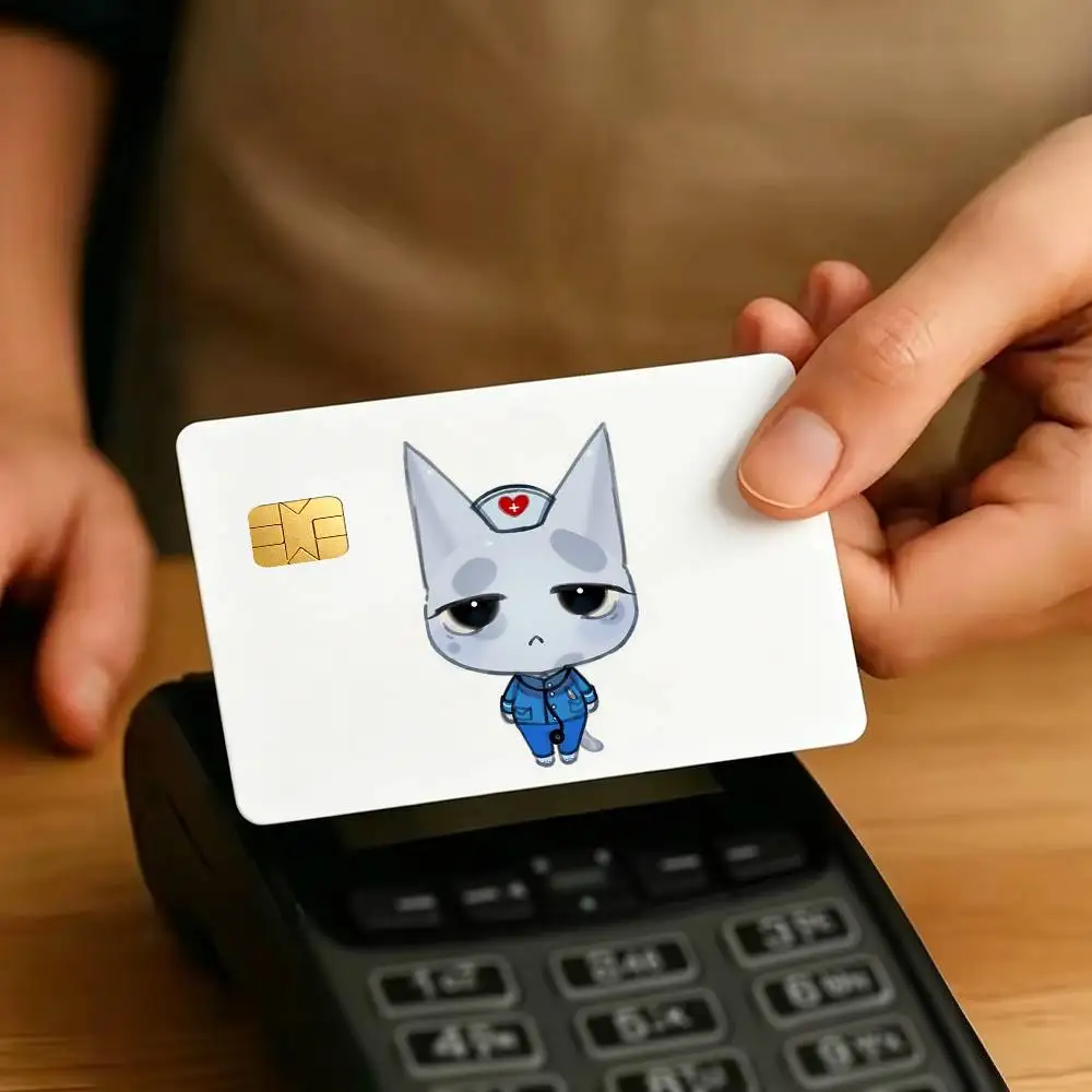 Cute Animal Chibi Hospital 1Set 4Pcs Waterproof Card Skin Stickers for Credit Bus IC Cards