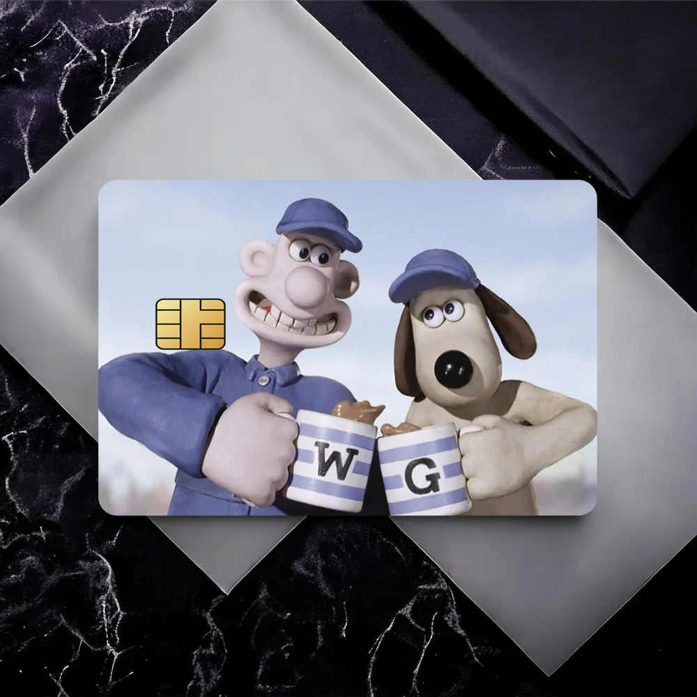 Wallace and G-Gromit Cute Decorative Small Waterproof Chip 4PCS Card Sticker New Anti-Scratch